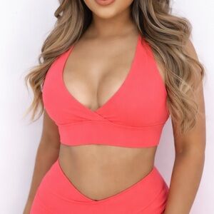 Peachy Bunz Radiance Sports Bra Sz S - Coral Pink